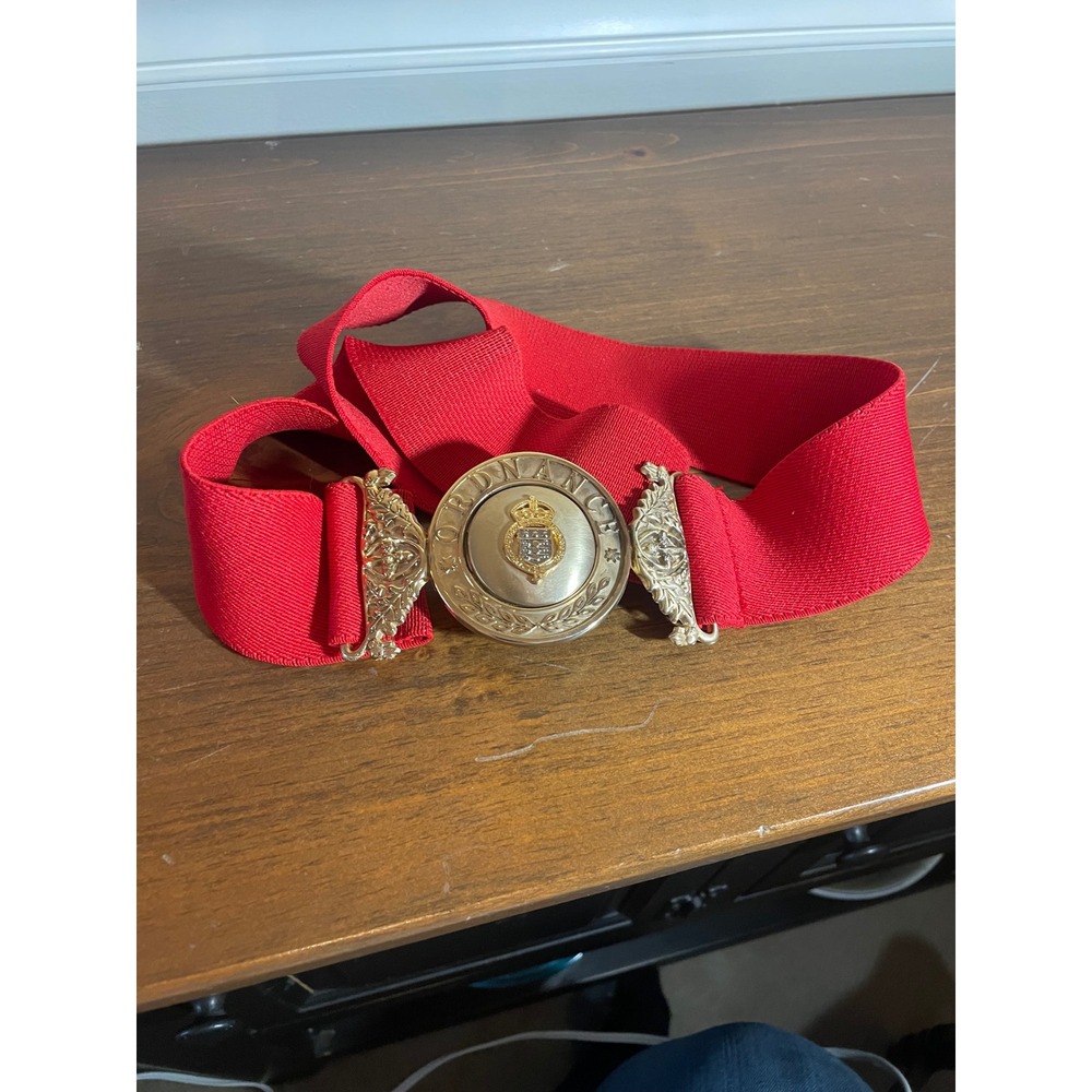 Vintage Military Royal Army Ordnance Corps Red and gold Belt with buckle Buckle